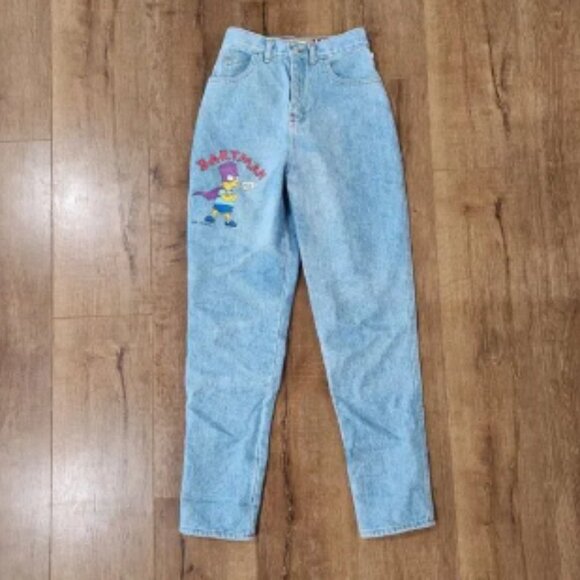 Rare Vintage 90s new old deadstock Stickshift The Simpsons Bartman Jeans Sz 14 - Picture 1 of 8